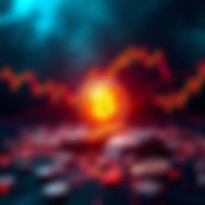 A digital representation of the $POWSCHE coin shining brightly amid a dark market background, symbolizing resilience and potential growth.